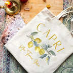 Sac fourre-tout femme en toile pliable, motifs d'Italie