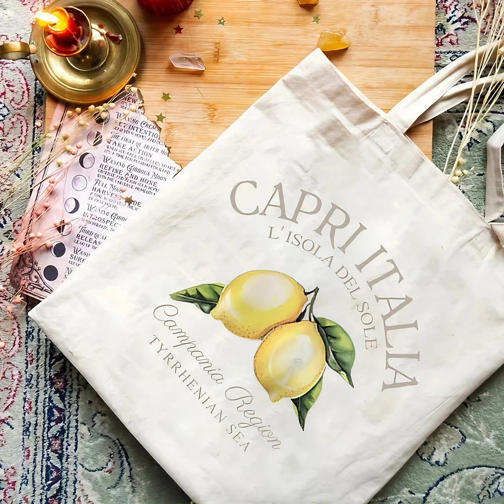 Sac fourre-tout femme en toile pliable, motifs d'Italie