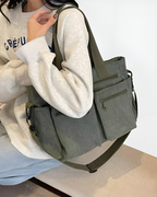 Sac fourre-tout femme zippé, velours côtelé, quatre coloris