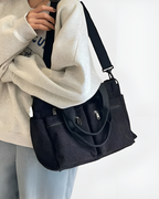 Sac fourre-tout femme zippé, velours côtelé, quatre coloris