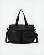 Sac fourre-tout femme zippé, velours côtelé, quatre coloris, noir