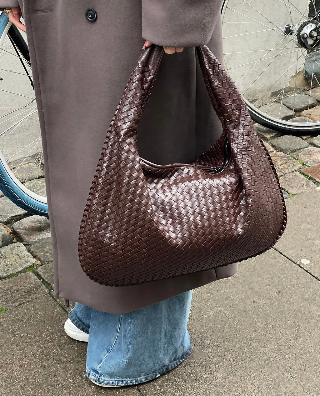 Sac fourre-tout femme végétalien, pour ordinateur 13 pouces, marron foncé