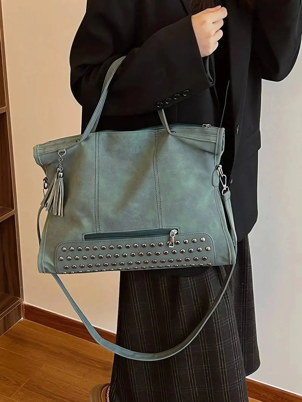 Sac fourre-tout femme pour les cours, effet suédine, 40 cm