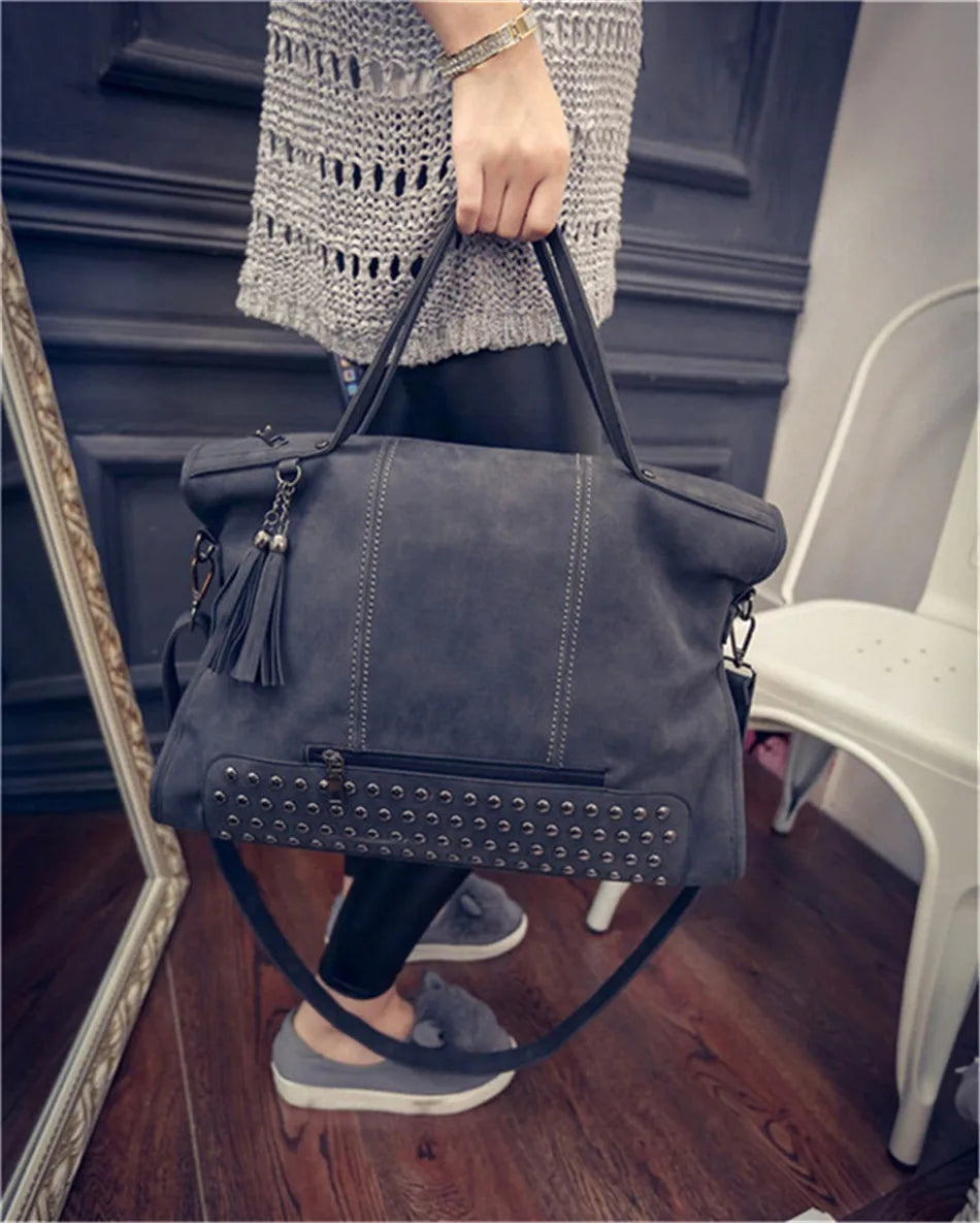 Sac fourre-tout femme pour les cours, effet suédine, 40 cm
