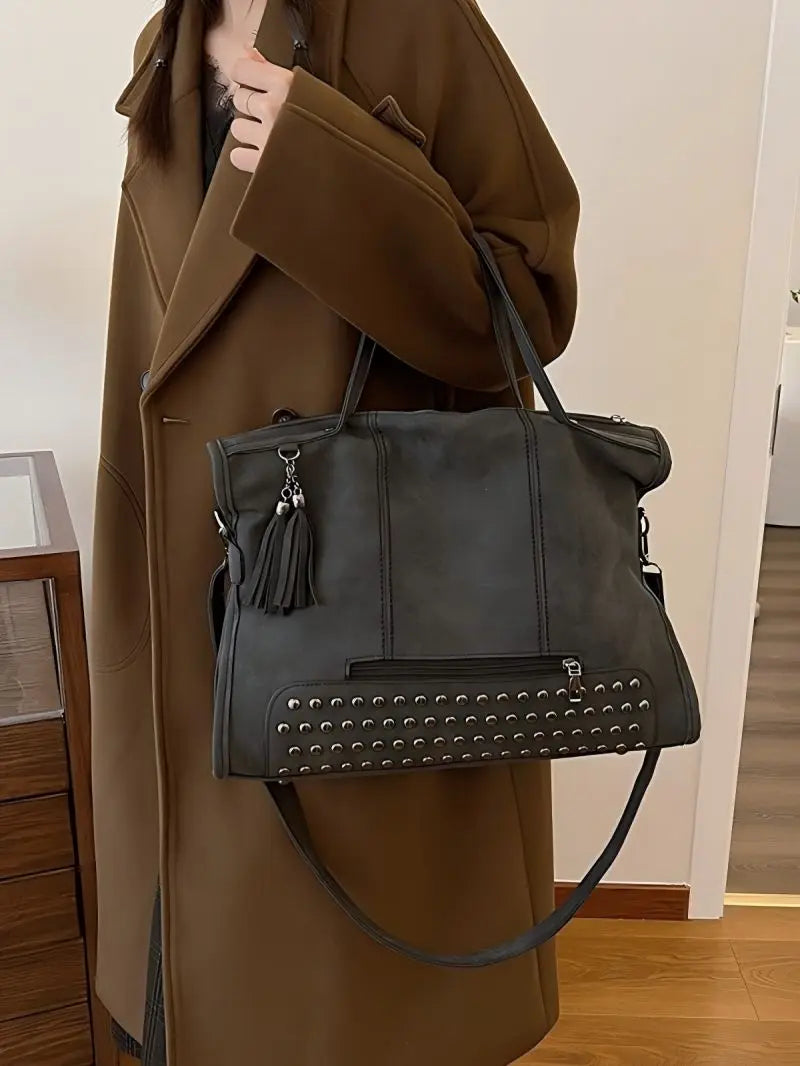 Sac fourre-tout femme pour les cours, effet suédine, 40 cm
