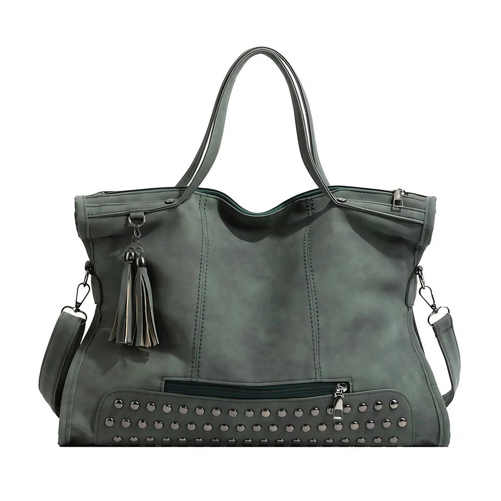 Sac fourre-tout femme pour les cours, effet suédine, 40 cm, vert