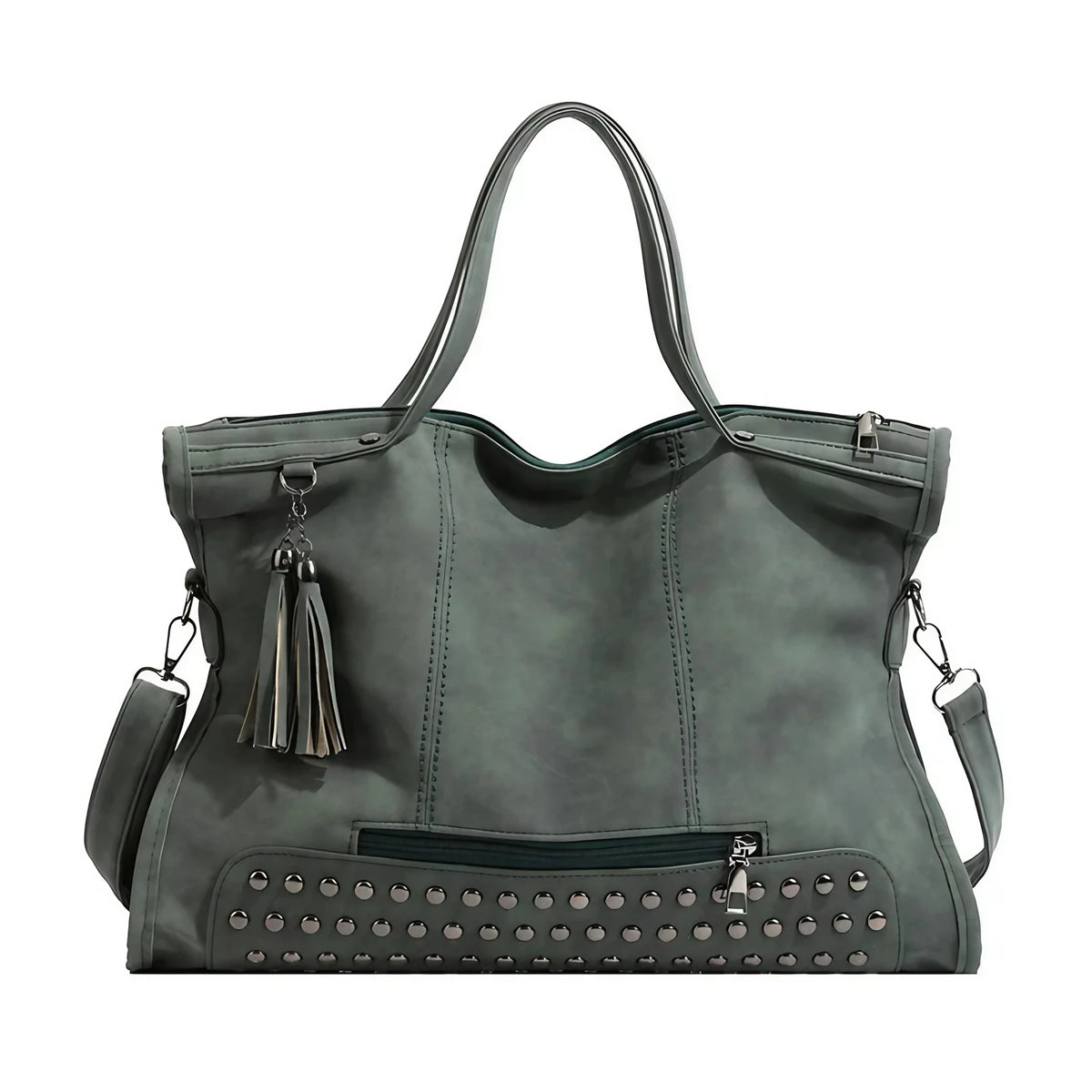 Sac fourre-tout femme pour les cours, effet suédine, 40 cm, vert