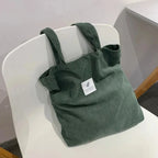 Sac fourre-tout en velours côtelé pour femme, six coloris, vert
