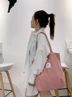 Sac fourre-tout en velours côtelé pour femme, six coloris