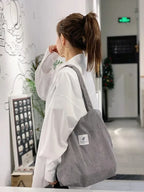 Sac fourre-tout en velours côtelé pour femme, six coloris