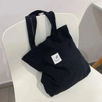 Sac fourre-tout en velours côtelé pour femme, six coloris, noir
