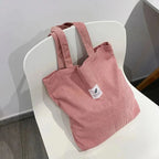 Sac fourre-tout en velours côtelé pour femme, six coloris, rose