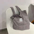 Sac fourre-tout en velours côtelé pour femme, six coloris, gris