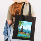 Sac fourre-tout femme en coton, blanc ou noir, noir