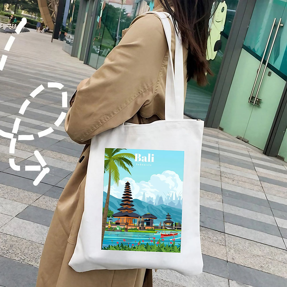 Sac fourre-tout femme en coton, blanc ou noir, blanc