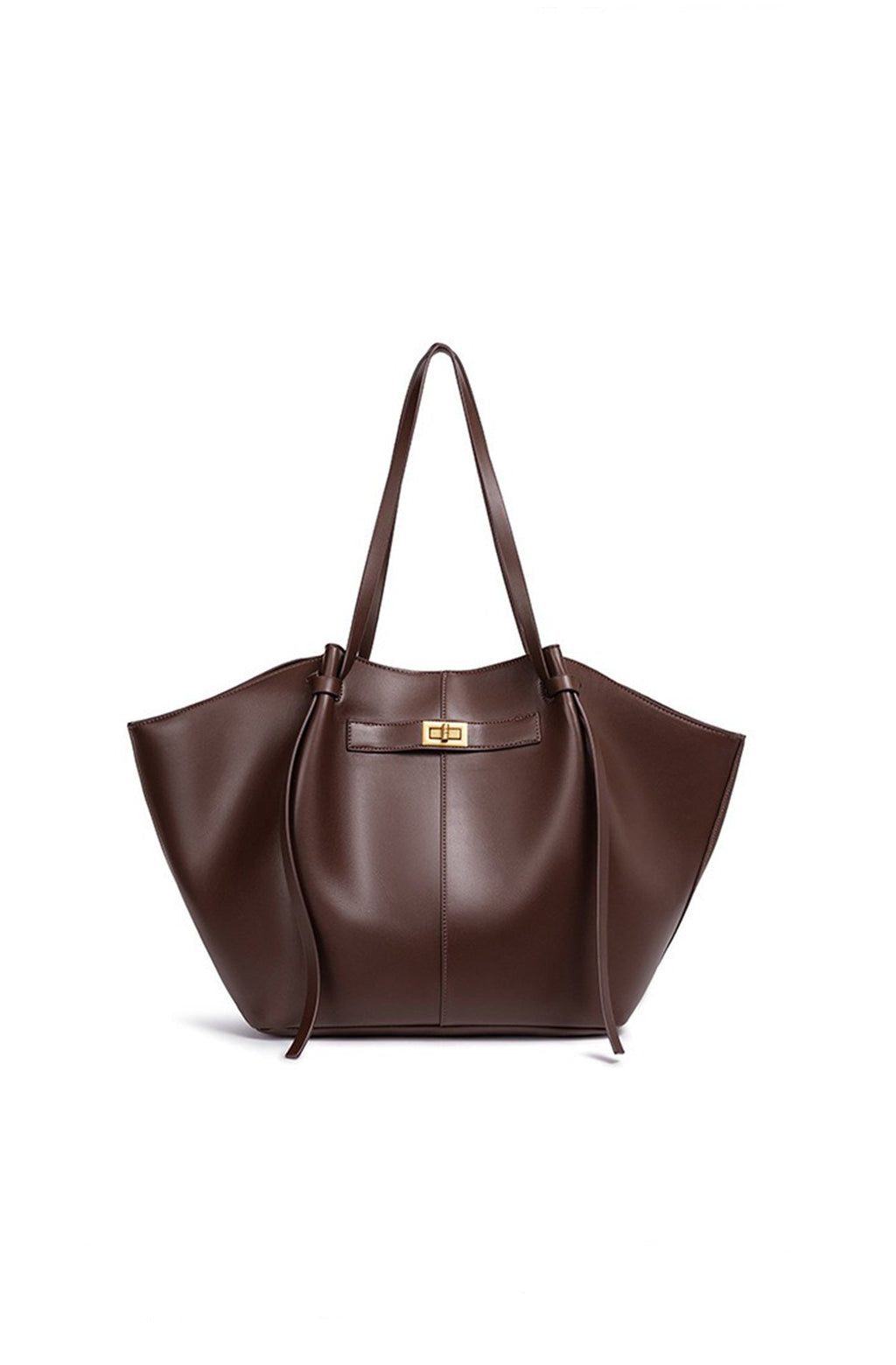 Sac fourre-tout femme en similicuir à longue anse, marron ou noir, marron