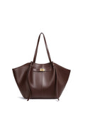 Sac fourre-tout femme en similicuir à longue anse, marron ou noir, marron