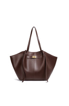 Sac fourre-tout femme en similicuir à longue anse, marron ou noir, marron