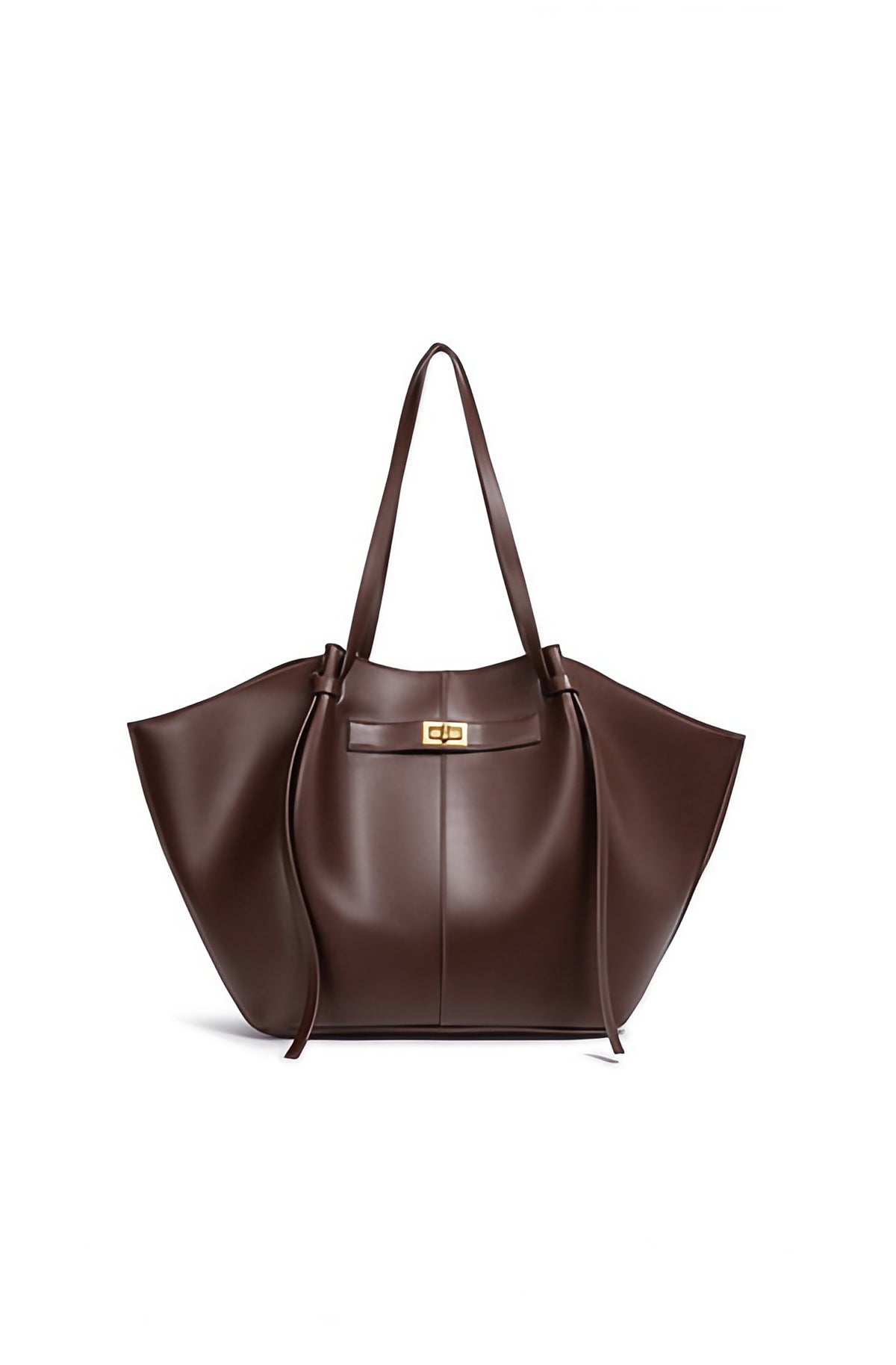 Sac fourre-tout femme en similicuir à longue anse, marron ou noir, marron