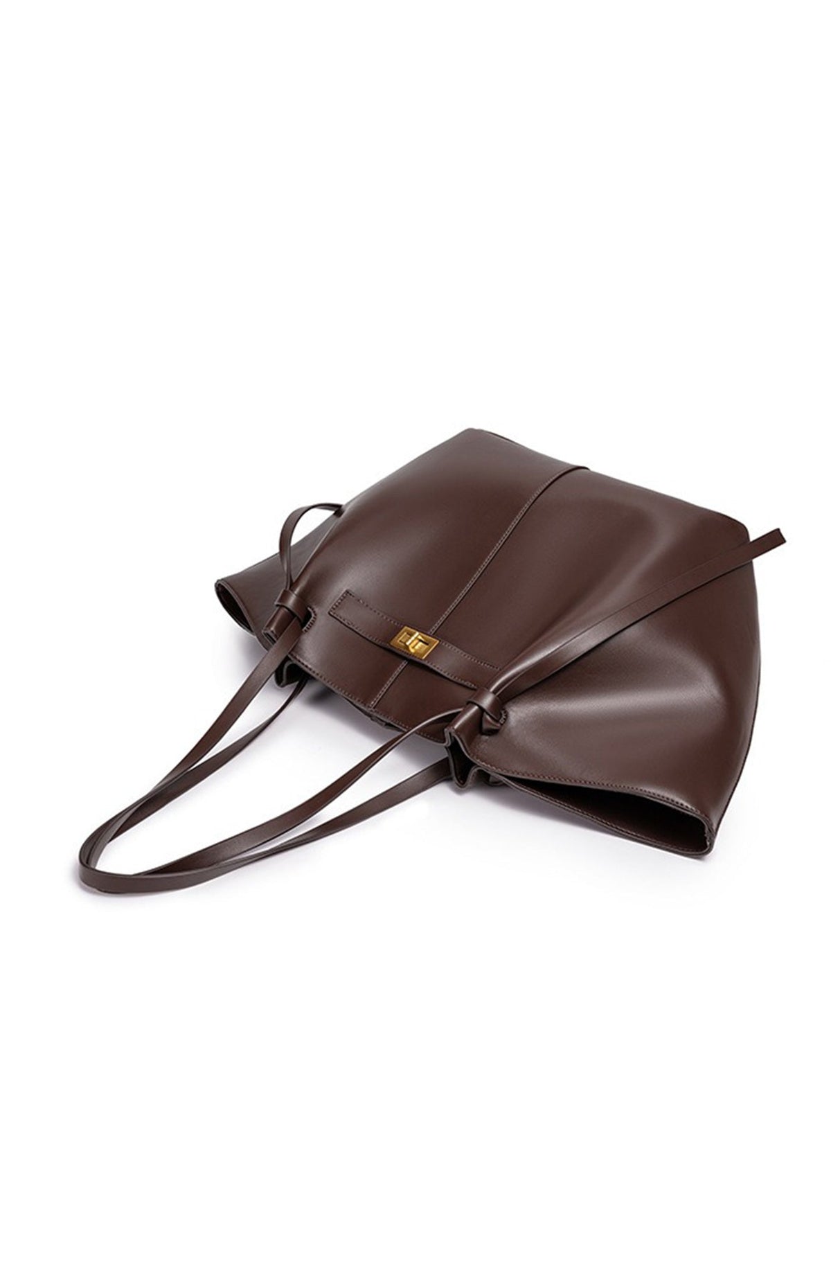 Sac fourre-tout femme en similicuir à longue anse, marron ou noir
