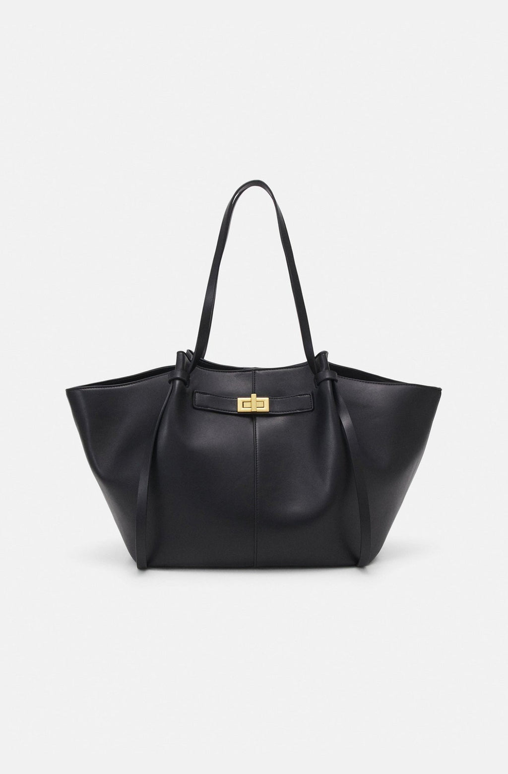 Sac fourre-tout femme en similicuir à longue anse, marron ou noir, noir