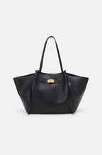 Sac fourre-tout femme en similicuir à longue anse, marron ou noir, noir