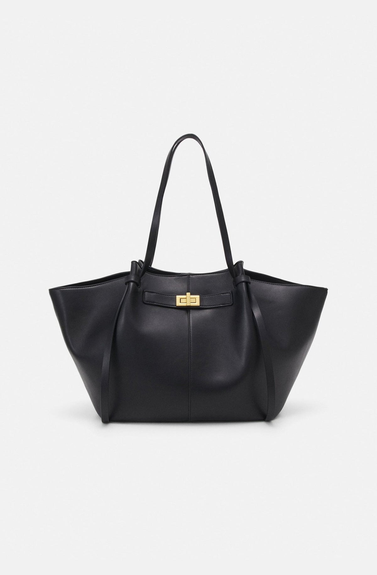 Sac fourre-tout femme en similicuir à longue anse, marron ou noir, noir