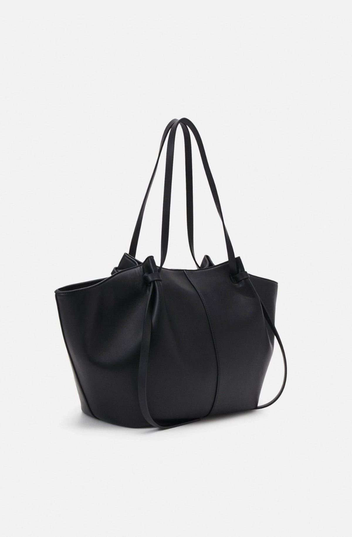 Sac fourre-tout femme en similicuir à longue anse, marron ou noir