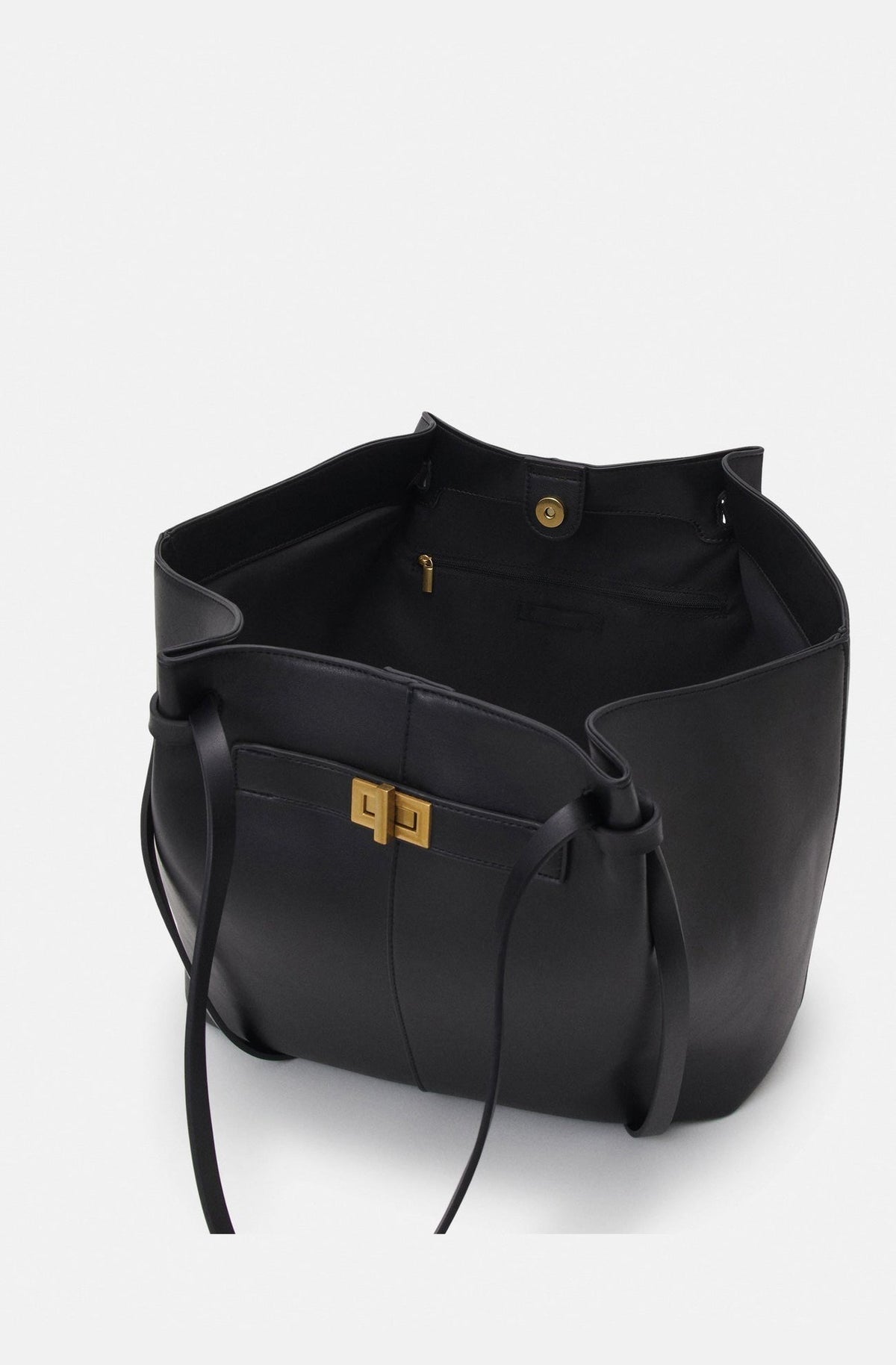 Sac fourre-tout femme en similicuir à longue anse, marron ou noir