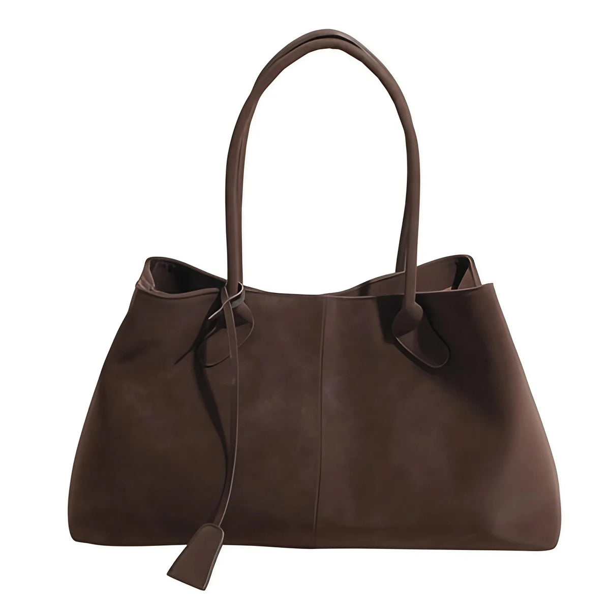 Sac fourre-tout femme structuré à longues anses, quatre coloris, marron