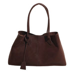 Sac fourre-tout femme structuré à longues anses, quatre coloris, marron foncé