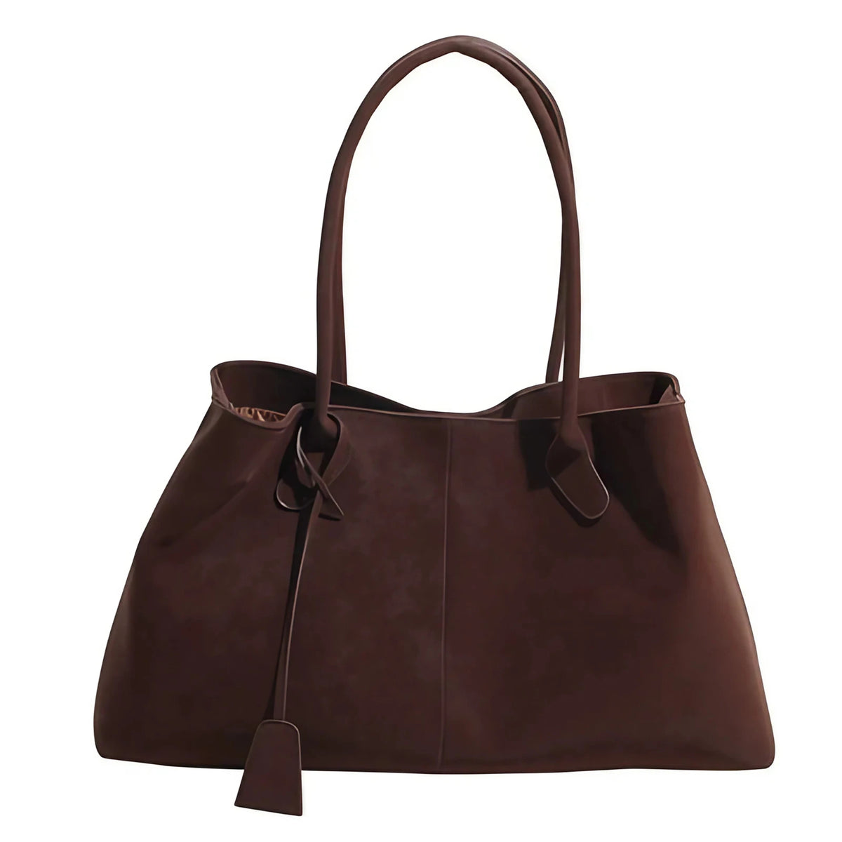 Sac fourre-tout femme structuré à longues anses, quatre coloris, marron foncé