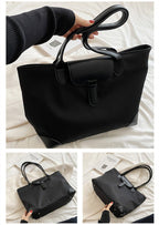 Sac fourre-tout femme noir, 40 x 24 cm, porté main ou épaule, noir