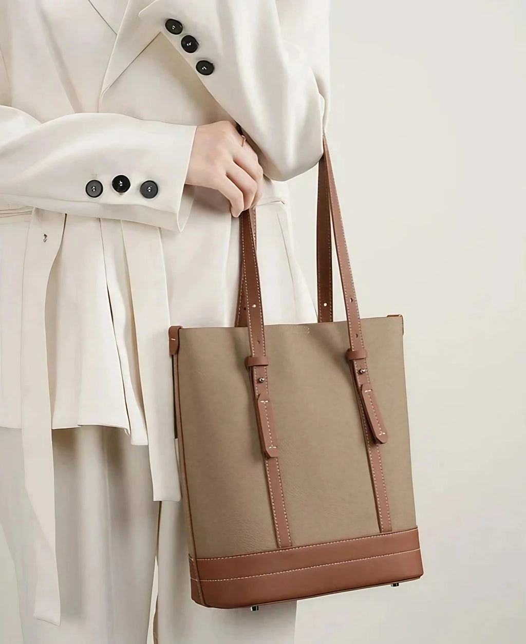 Sac fourre-tout femme en cuir, 28 x 25 cm, avec bandoulière