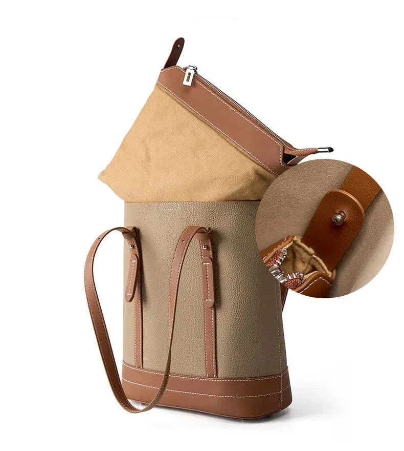 Sac fourre-tout femme en cuir, 28 x 25 cm, avec bandoulière