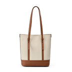 Sac fourre-tout femme en cuir, 28 x 25 cm, avec bandoulière, beige