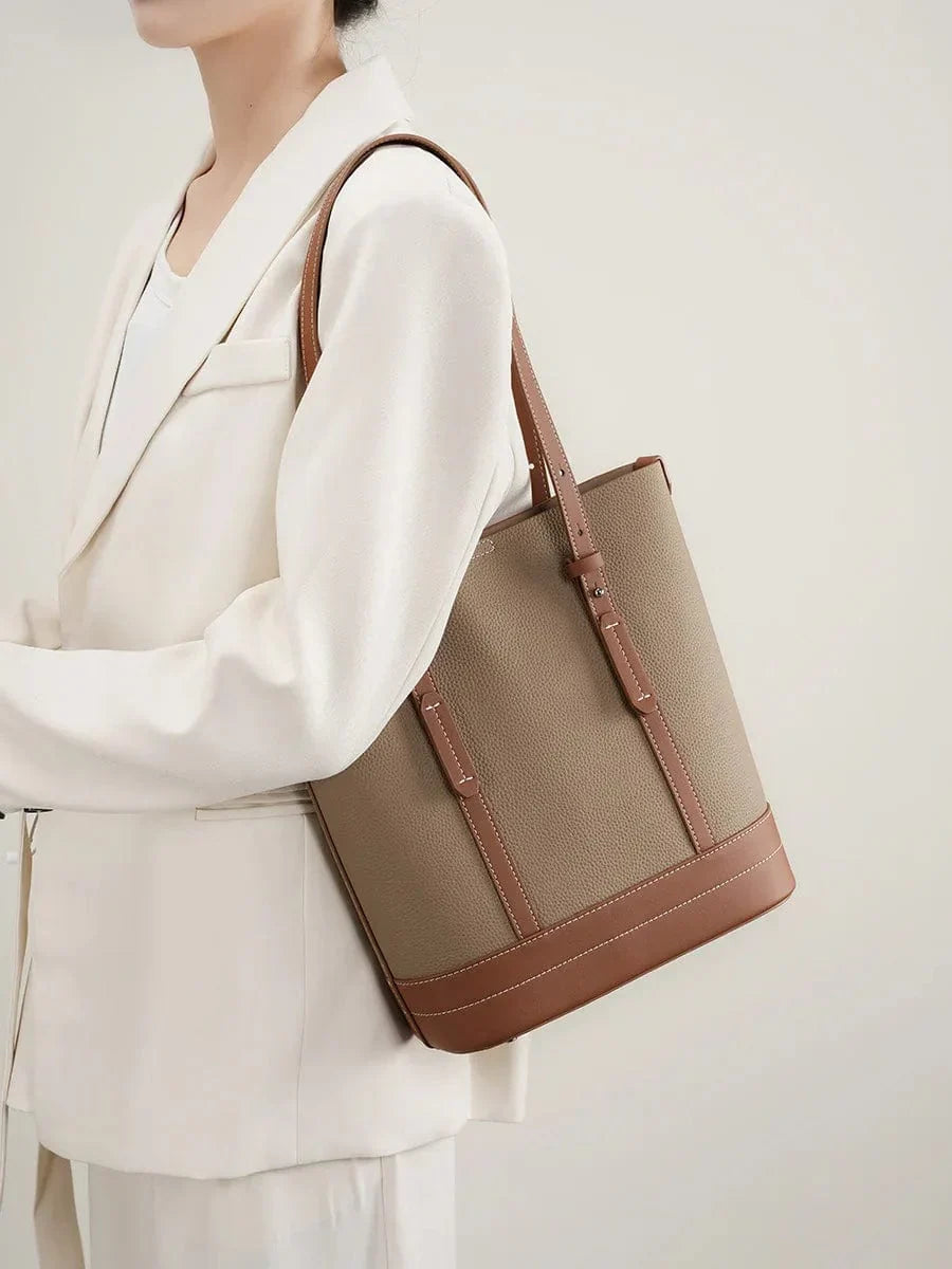 Sac fourre-tout femme en cuir, 28 x 25 cm, avec bandoulière
