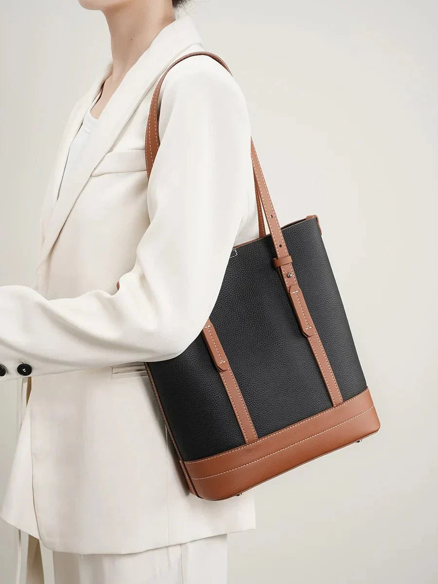 Sac fourre-tout femme en cuir, 28 x 25 cm, avec bandoulière
