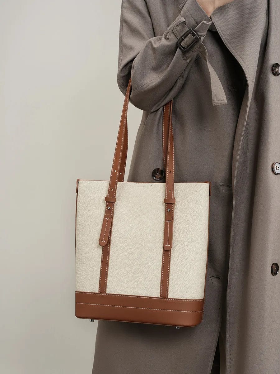 Sac fourre-tout femme en cuir, 28 x 25 cm, avec bandoulière