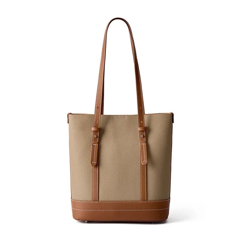 Sac fourre-tout femme en cuir, 28 x 25 cm, avec bandoulière, kaki