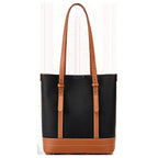 Sac fourre-tout femme en cuir, 28 x 25 cm, avec bandoulière, noir