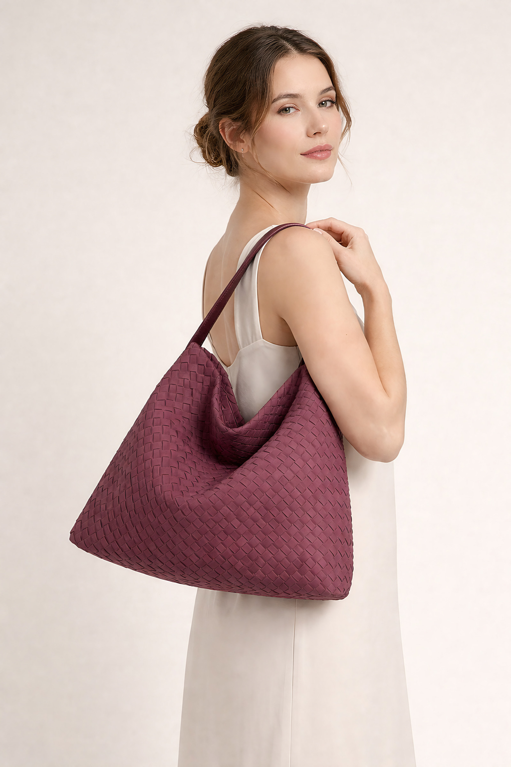 Grand sac fourre-tout femme tressé, poignée, sept coloris