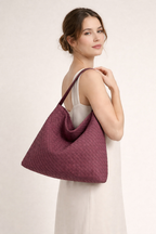 Grand sac fourre-tout femme tressé, poignée, sept coloris