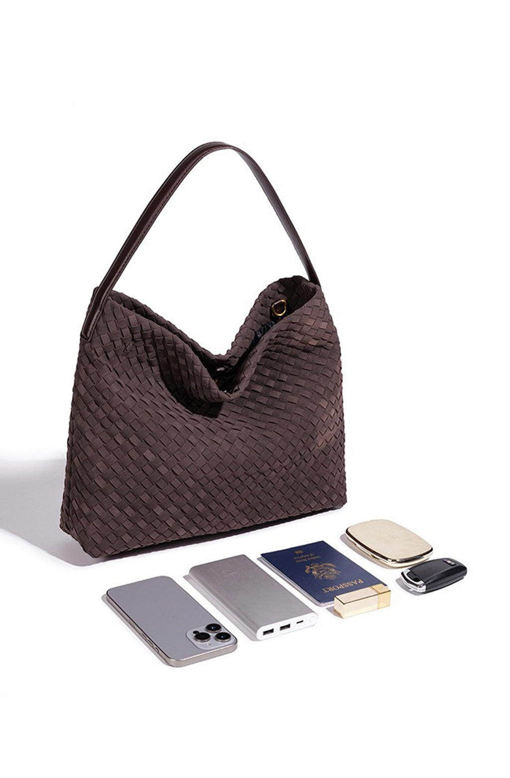 Grand sac fourre-tout femme tressé, poignée, sept coloris