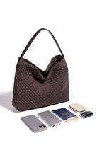 Grand sac fourre-tout femme tressé, poignée, sept coloris