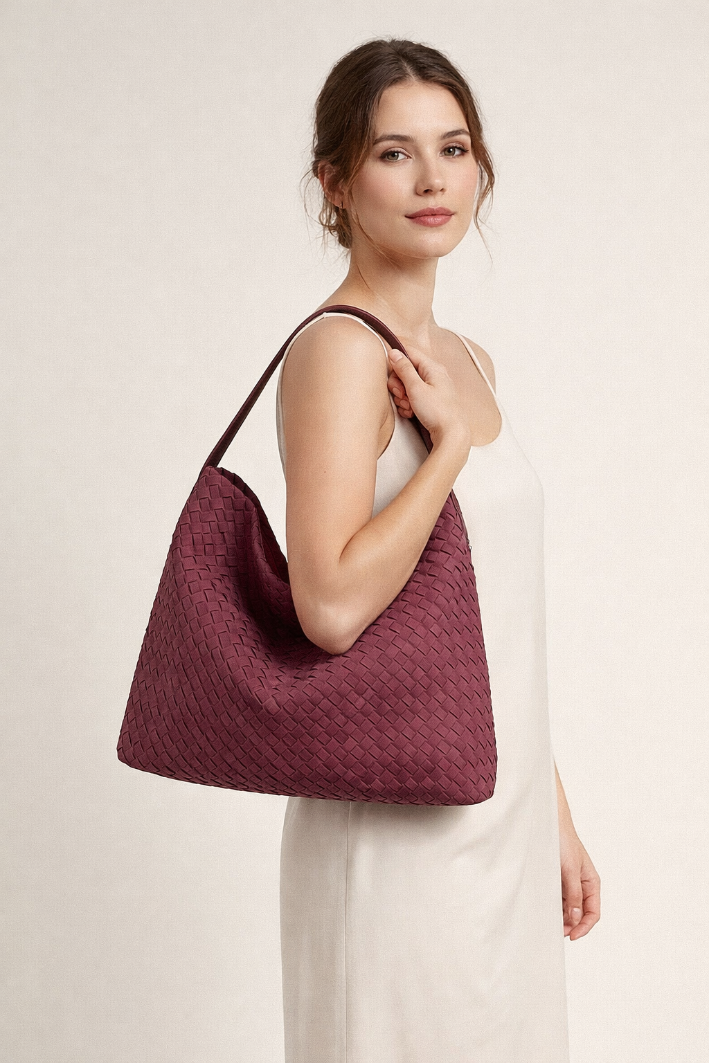 Grand sac fourre-tout femme tressé, poignée, sept coloris