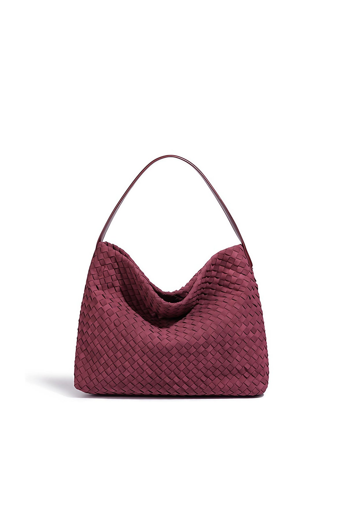 Grand sac fourre-tout femme tressé, poignée, sept coloris, rouge vin