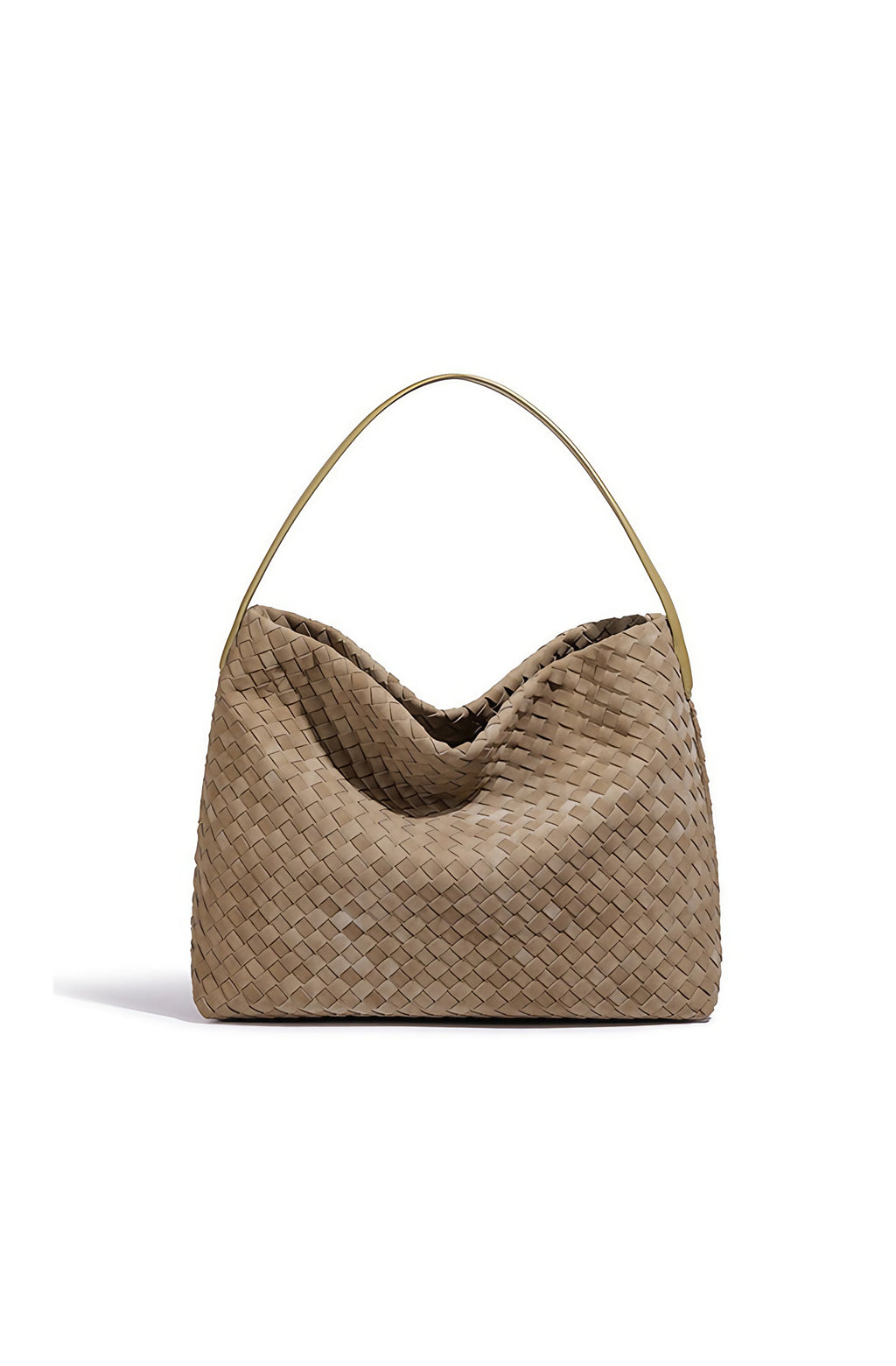 Grand sac fourre-tout femme tressé, poignée, sept coloris, beige