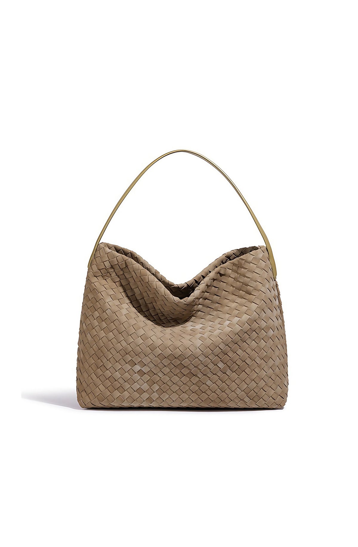Grand sac fourre-tout femme tressé, poignée, sept coloris, beige