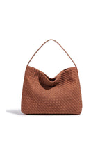 Grand sac fourre-tout femme tressé, poignée, sept coloris, orange